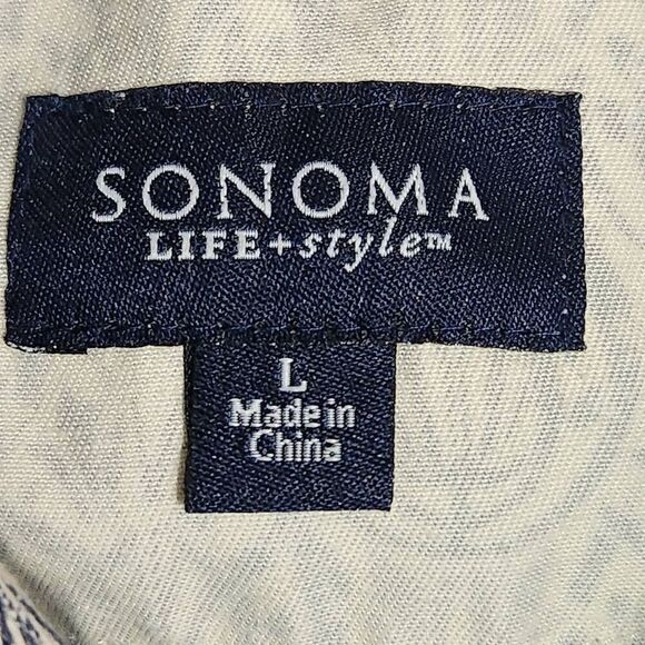 Sonoma Life + Style button front jacket blue grey print large cotton new - Picture 5 of 8